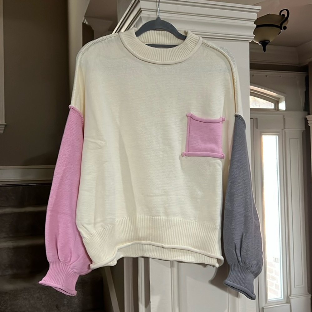 NWOT POL sweater, color block, medium